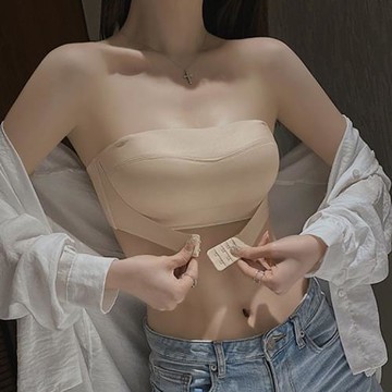 原創專利設計無肩帶內衣女防滑聚攏小胸裹抹胸夏季美背隱形文胸罩