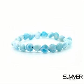 【SUMMER寶石】提升溝通能力說服力拉利瑪海紋石愛心手鍊 (10mm)