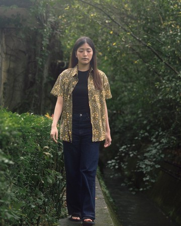 印度蓋染工藝純棉 女生襯衫 － 風鈴木黃