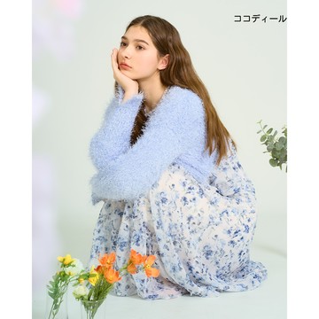【ココディール】淺藍色V領花式紗開襟 O1V33051