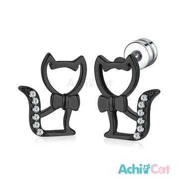 耳環．氣質小貓．貓咪．栓扣耳環．抗敏鋼耳針．一對價格．G4114