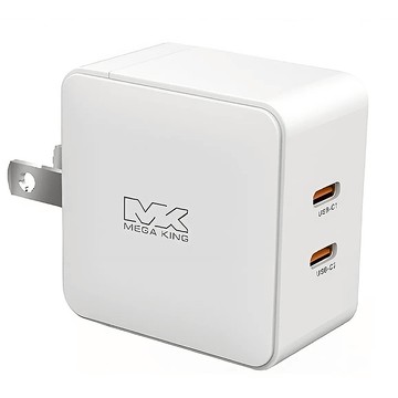 MEGA KING 45W氮化鎵PD充電器 雙Type-C孔 快速充電 旅行便攜  白色  1個