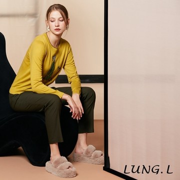LUNG.L林佳樺 綠色彈性窄管修身女裝長褲LQ98E43