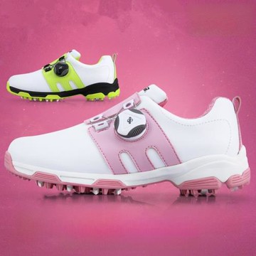 高爾夫鞋子兒童高爾夫球鞋男女童防水透氣旋轉鞋帶防側滑鞋釘新品