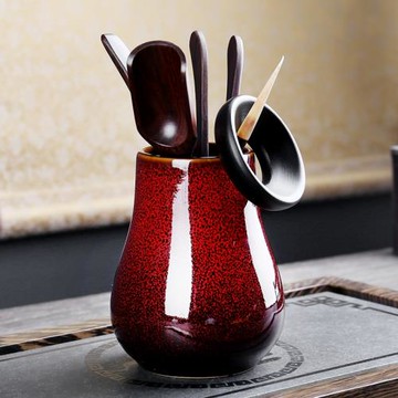 茶道六君子套裝功夫茶具窯變配件黑檀木6君子大全泡茶工具茶夾勺