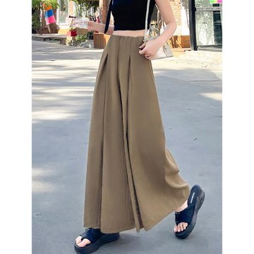 米白色闊腿褲裙女2026新款夏季薄款高腰顯瘦休閑寬松垂墜感長褲子