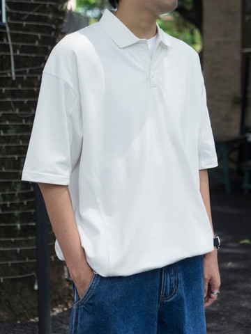 Polo 立體剪裁寬鬆版型翻領短袖 日系潮流純色基本款百搭T恤男