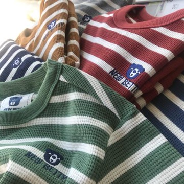 不一般的華夫格系列。男童條紋套頭衛衣 110-160春秋上衣