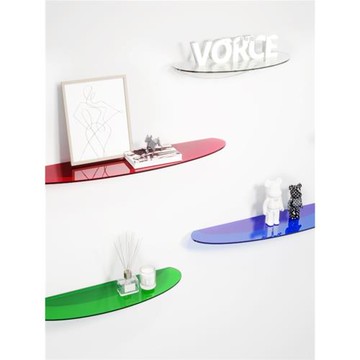 浴室客廳展示無痕免打孔時尚裝飾彩色亞克力半圓置物架裝飾架收納