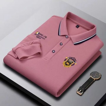 【秋冬】男士長袖T恤翻領刺繡商務中青年POLO衫寬鬆休閒百搭上衣