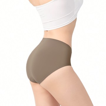 【安心包臀】抗菌無縫內褲-中高腰 - L / 灰綠棕