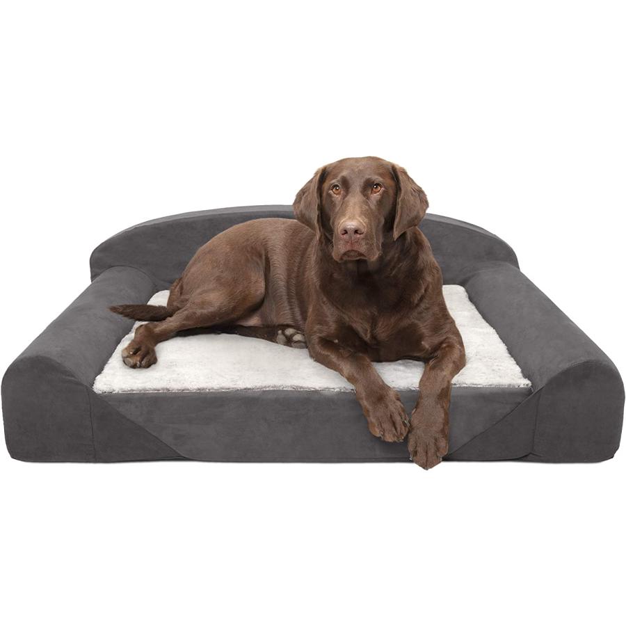 Furhaven Large Orthopedic Dog Bed Luxury Edition Faux Fur Suede