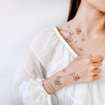 英國PAPERSELF 下午茶女伶 The Rabbits' Tea Party 紋身貼紙