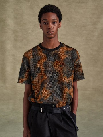TIE DYE MESH T-SHIRTS (atb1323m) [BLACK/ORANGE]