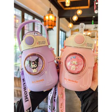 庫洛米兒童保溫杯女孩上學專用食品級316吸管水杯小學生保暖水壺