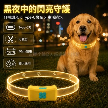 台灣出貨✨ 寵物發光項圈 40cm中型犬適用 可裁剪調整長度 11檔調光模式 貓犬通用夜間安全 充電式LED警示燈
