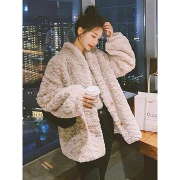 秋冬新款羊羔毛外套女小個子短款加厚仿兔毛茸茸皮草韓版毛絨上衣