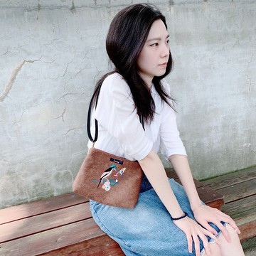 刺繡 肩背包 側背包 提花布 友情 蜂鳥與好朋友 布包