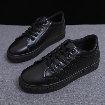 廚房鞋女防滑防油平底服務員肯德基不累腳久站全黑色上班工作鞋子