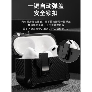 適用airpodspro2蘋果保護套碳纖維耳機殼套自動彈蓋AirpodsPro二代Airpods3保護殼Airpods2三代ipods硅膠軟殼