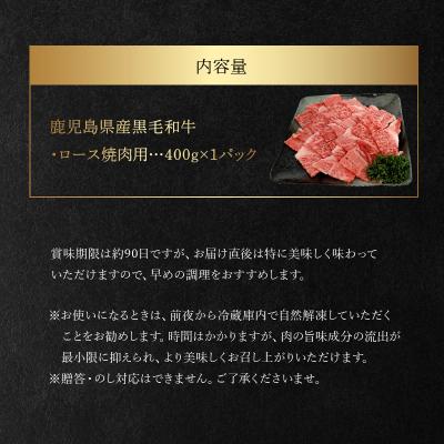 ふるさと納税 南九州市 鹿児島県産黒毛和牛ロース焼肉用400g