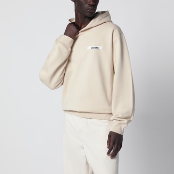 Beige sweatshirt with grosgrain logo