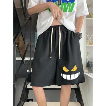 青少年中學生搞怪短褲男薄款沙灘褲寬松運動休閑五分褲中褲男潮流