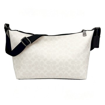 【COACH】C LOGO男中性款船型斜背包(白)