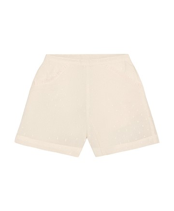 立體點點米色短褲86cm