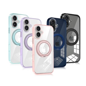 VOORCA 夢幻糖果360系列 iPhone 16 N52晶透磁吸殼 360度旋轉支架手機殼 保護殼