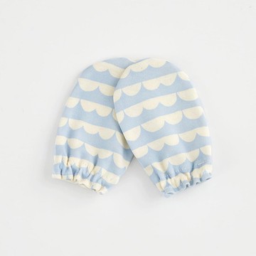 日本製 新生兒防抓手套 海波浪(海藍)【嬰兒寶寶純棉透氣手套】