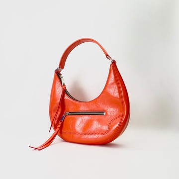 Marc Jacobs 復古橘紅色皮革新月肩背包Y2K 風格・輕便百搭