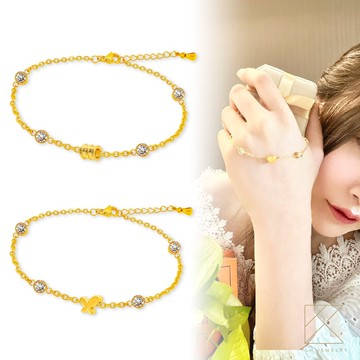 【TLH】黃金墜手鍊 純金999 多選 日系水鑽 約重0.03錢±0.01