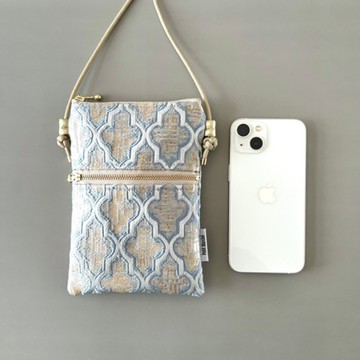 【接單訂製】摩洛哥布料手機小包 / 手機斜背袋 / Bab Mansour / 藍色