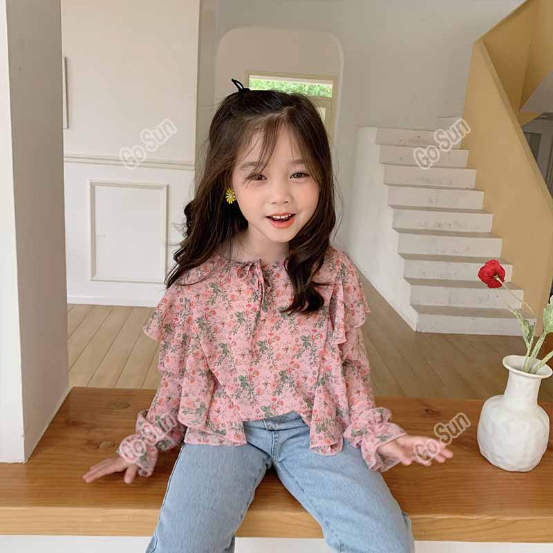 お歳暮 新品 90cm 花柄ブラウス 韓国子供服 花柄 トップス ナチュラル