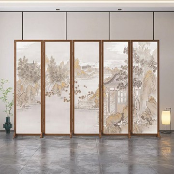 新中式實木屏風隔斷客廳折疊移動辦公室茶室臥室遮擋簡約山水/屏風/擋風屏/隔斷屏/遮擋屏/折疊屏/玄關屏風/客廳屏風