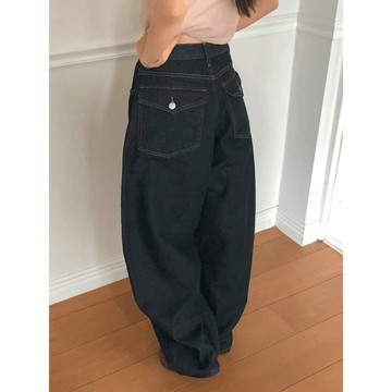 Codibook｜韓國 wonderwonder 原色大口袋寬鬆長版牛仔褲［預購］牛仔褲 女裝