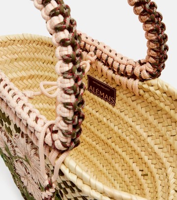 Alémais Sage Medium embellished raffia tote bag