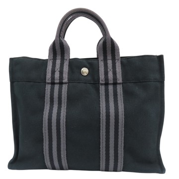 HERMES 愛馬仕 黑色 帆布 手提袋 【二手名牌BRAND OFF】
