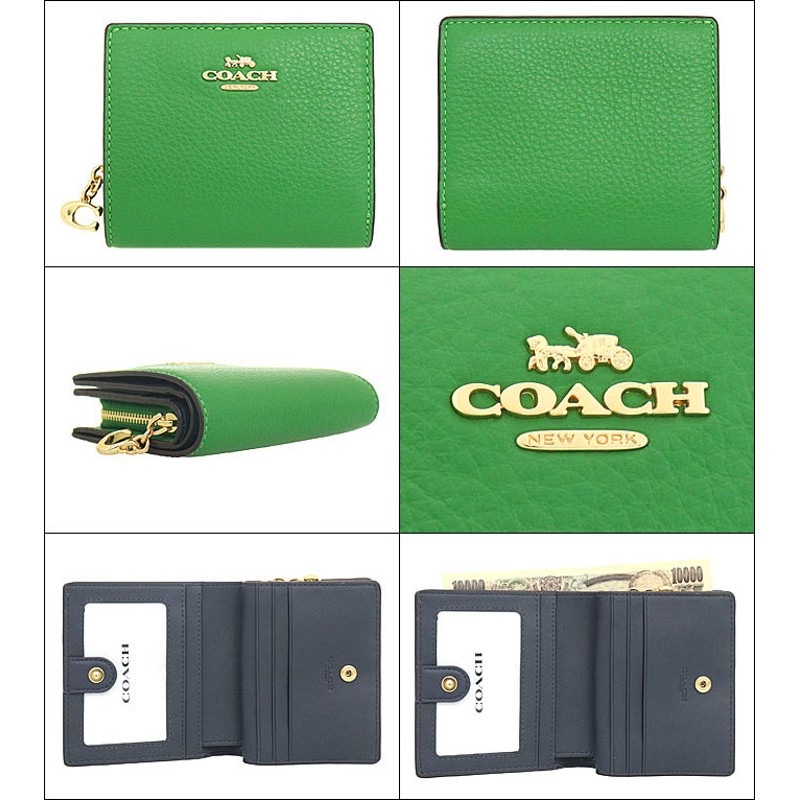 コーチ COACH 財布 二つ折り財布 FC2862 C2862 ケリーグリーン ペブルド レザー C チャーム スナップ ラウンド ジップ  ウォレット アウトレット レディース | LINEブランドカタログ