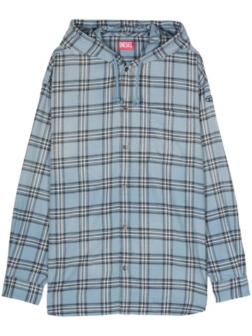 Diesel - S-Dewny-Hood tartan-check shirt - men - Cotton - 52 - Blue