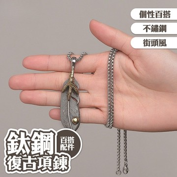 復古項鍊 老鷹 羽毛項鍊 飾品 項鍊 男生項鍊 鈦鋼項鍊 吊墜 穿搭配件 個性項鍊 不銹鋼 街頭風 潮男穿搭 062