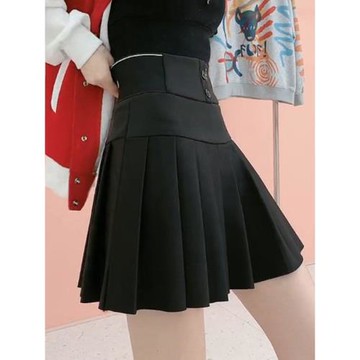黑色百褶裙秋款2025新秋冬設計感字母收腹彈力高腰半身裙a字短裙