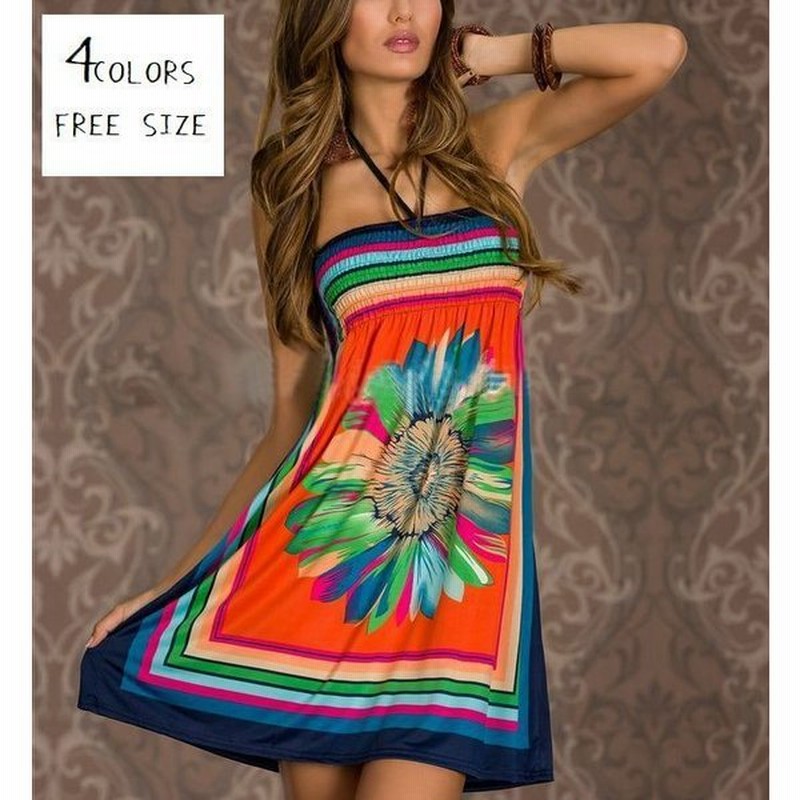 ワンピース ベアトップ チューブ トップス ボトムス レディースファッションレディースファッション 膝上 ストラップ 袖なし ヒモ オシャレ 花 カラ 通販 Lineポイント最大0 5 Get Lineショッピング