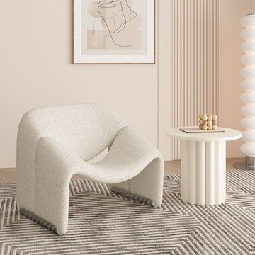 免運/開立發票 奶油風微笑椅單人沙發椅客廳家用陽臺會客休閑羊羔絨設計師螃蟹椅 快速出貨