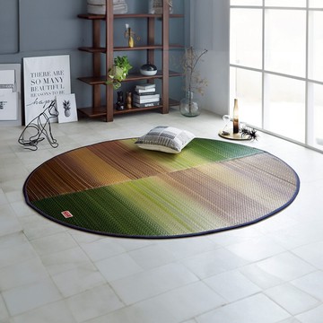 日本 IKEHIKO池彥 藺草地毯JOY橢圓 橢圓新設計 天然透氣除臭 - 紅藍光譜