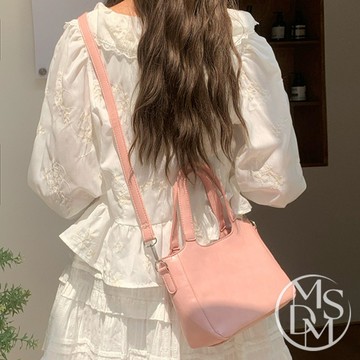 【MDMS】迷你質感方包 (3colors) 簡約小方包附肩背帶 手提斜背通勤兩用包 手提菜籃包 時尚水桶包 B089