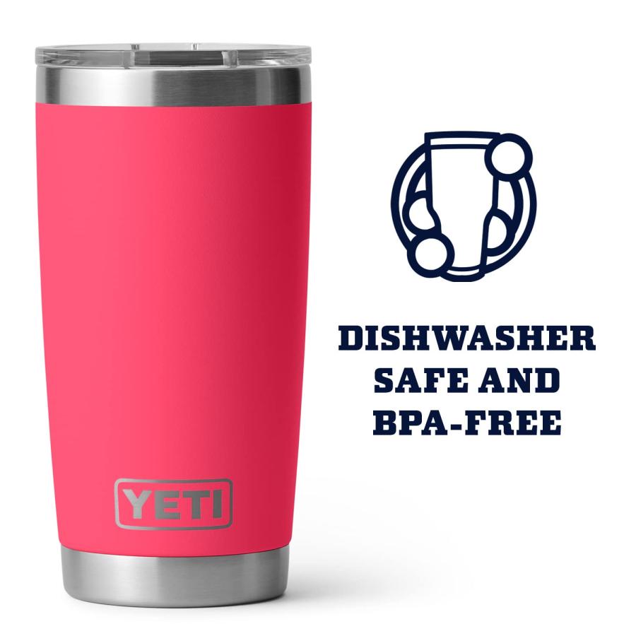 YETI Rambler 20オンス タンブラー マグスライダー蓋付き 真空断熱 ステンレス製、ビミニピンク