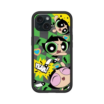iPhone 15 Mod NX 黑 - The Powerpuff Girls 飛天小女警 - 毛毛 - 可愛格紋款