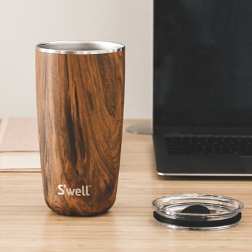 美國 S'well Tumbler不鏽鋼滑蓋保溫杯(金柚木紋530ml) 保溫瓶